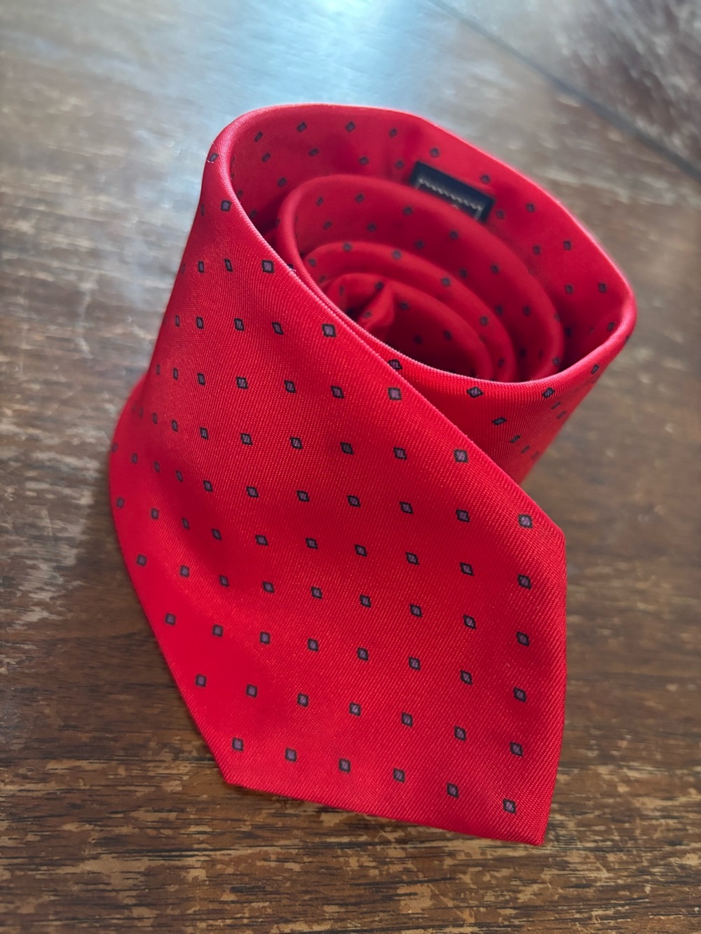Hanover Classic Red Silk Tie with Micro Dot Pattern - Unbranded